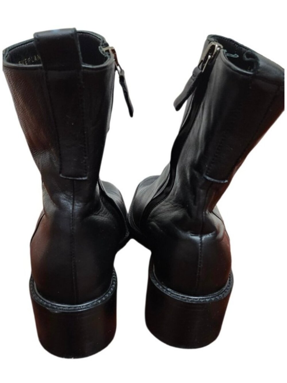 Everlane Day Heel Boot Womens Size 8 Black Leather Ankle Boots Square Toe Zip - Picture 10 of 14